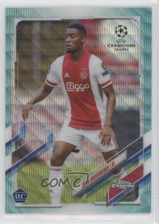 2020-21 Topps Chrome UCL Aqua Wave Refractor 21/199 Ryan Gravenberch #98 11r1