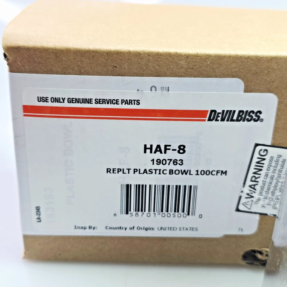 DeVilbiss HAF-8 Filtro Plástico Cuenco 100CFM Transpirable Filtración de Aire 190763 Foto 3 de 3