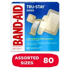 Band-Aid Brand Tru-Stay Plastic Strips Adhesive Bandages All One Size, 80 ct