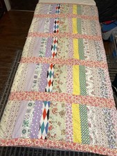 Vintage Handmade Patchwork Quilt Lap Blanket 40x65 Floral Reversible Tied Child