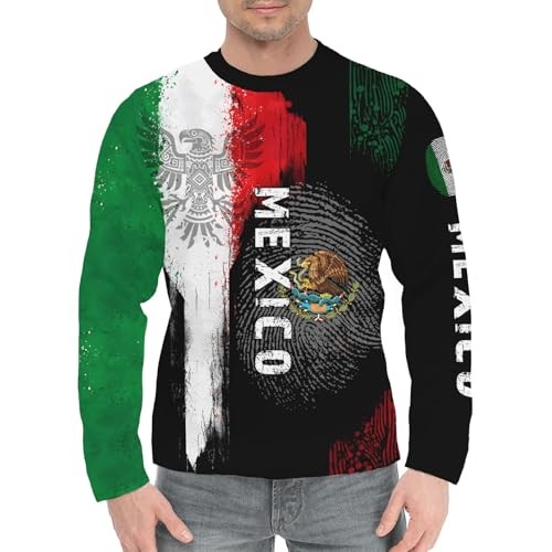 Mexico Eagle Long Sleeve T-Shirt Mexican Flag Tee 3D Printed XX-Large Black - Picture 4 of 6