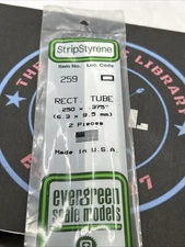 Evergreen Scale. Polystyrene Strips. 14" 259 Rectangle Tube .250 X .375 (2)