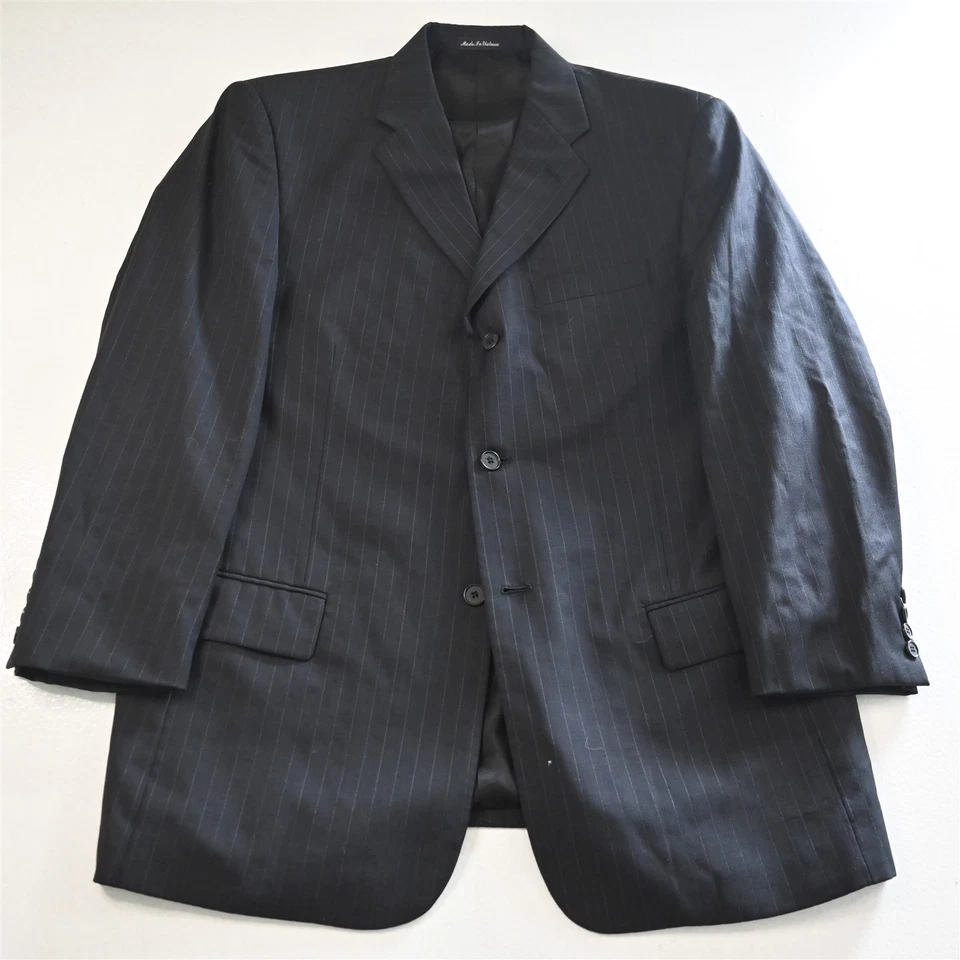 De Colección Y2K Boxy 2000s 42R 36x29 Negro Rayas 100% Lana Hombres Chaqueta Pantalones Traje Foto 2 de 4