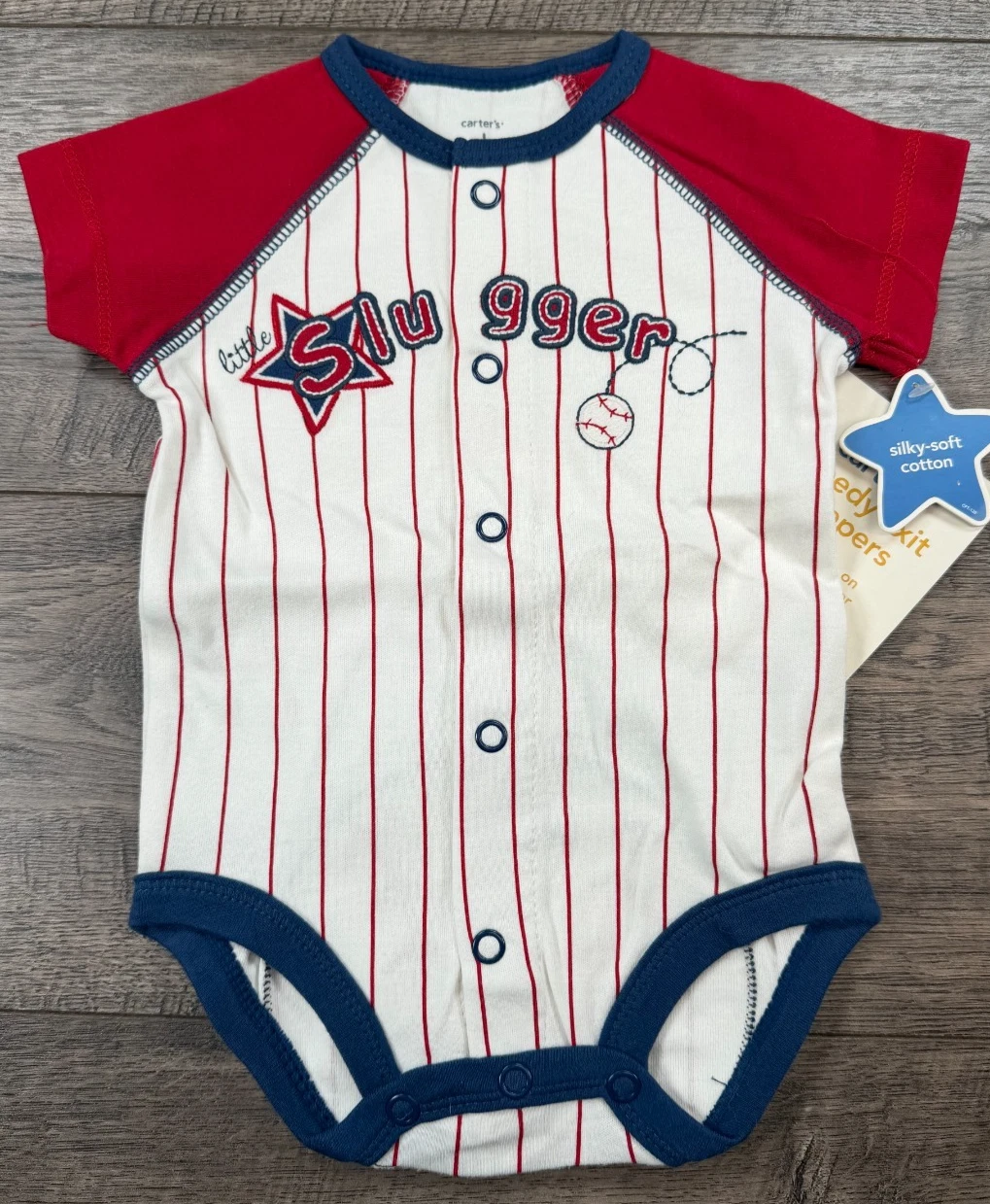 Baby Boy Clothes New Carter's Vintage Newborn Little Slugger Baseball Romper