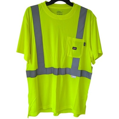 NWT Dickies High Visibility ANSI Class 2 Safety Work Shirt XL Yellow Reflect 3M