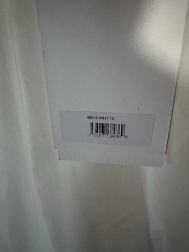 NUOVO abito Mac Duggal bianco con volant e spalle scollo a V taglia 12 stile 48856 - Foto 9 di 9