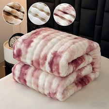 Faux Fur Throw Blanket Bubble Wave Ultra Soft Reversible Cozy for Sofa Couch Bed
