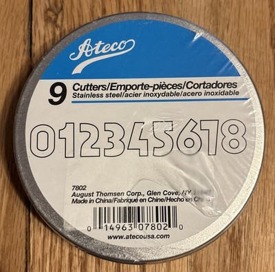 3- Ateco 9 piece Numbers cookie cutters / stainless steel  1 New Sealed / 2 open