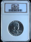 KAPPYSCOINS GH893 1963 NGC MS65  SILVER FRANKLIN HALF DOLLAR