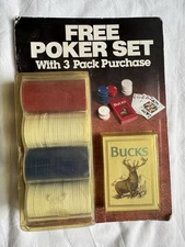 Vintage 1990 Bucks Poker Chip Set with Cards and Dice Never Opened