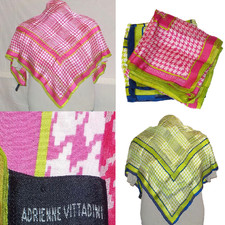 Pr Adrienne Vittadini Silk Scarves Shimmer-Sheer Banded Weave Houndstooth Prints