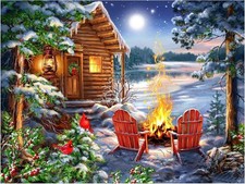 Diamond Painting Kits for Adults, Christmas Cabin 5D DIY Diamond Art Kits Full