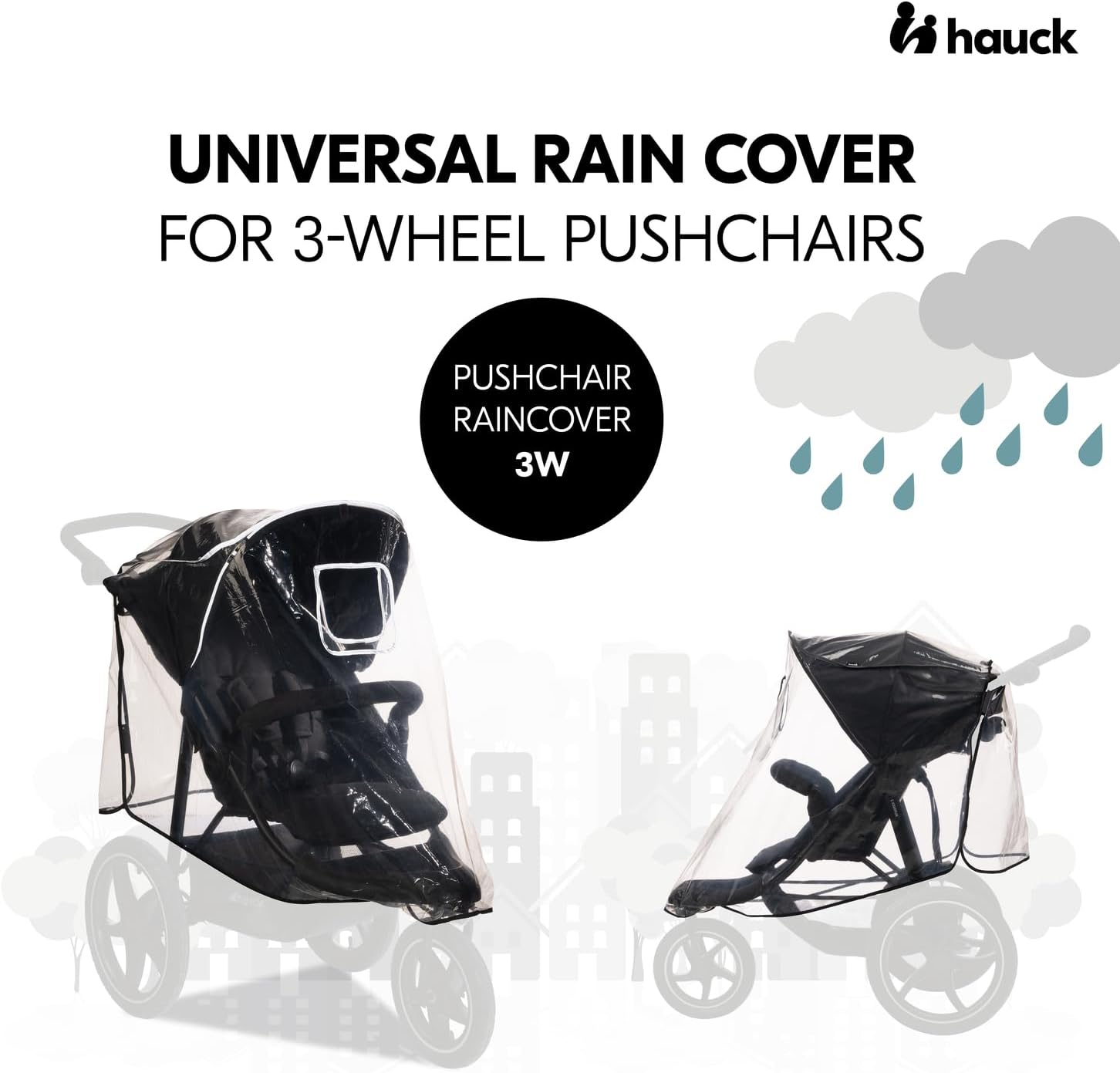 Universal 3 Wheel Raincover| Transparent - Fits 3 Wheeled Stollers| Pushchairs, view 2