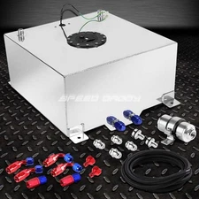 20 GALLON/78L ALUMINUM FUEL CELL TANK+FEED LINE KIT+30 MICRON GAS FILTER SILVER