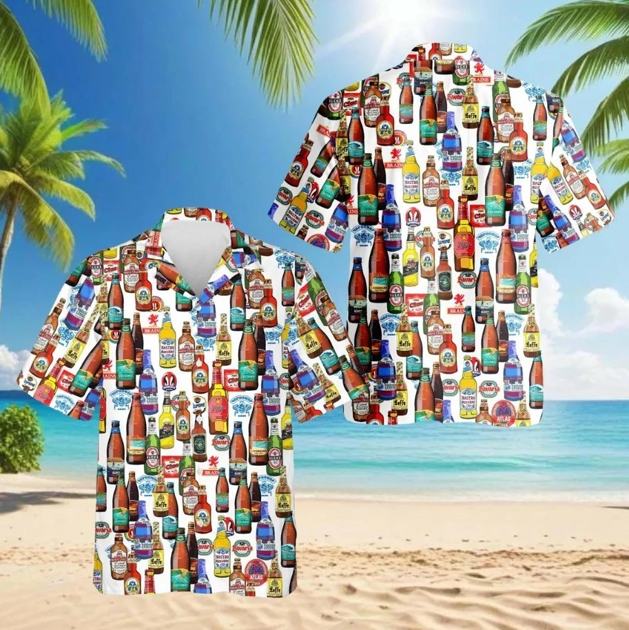 Beer Blast White Hawaiian Shirt, Funny Beer Hawaiian Shirt, White Beer Button Do