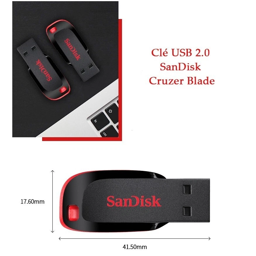 Clé USB SanDisk Bluetooth Mini 16GO 32GO 64Go 128Go Stockage Rapide Mémoire neuf - Photo 3/4