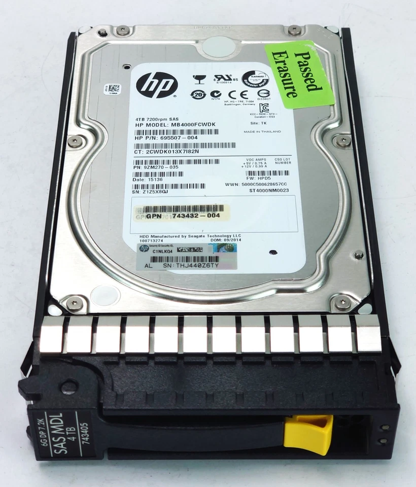 HP HPE Seagate 4TB SAS Festplatte HDD MB4000FCWDK LFF 3,5'' Storage ST4000NM0023 - Bild 2 von 4