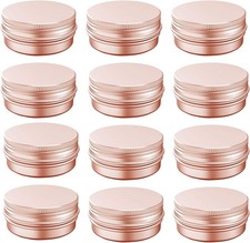 12 Pack 2oz Metal Round Tins Aluminum Cans with Screw Lids for Lip Balm Spices