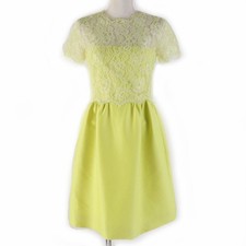Excellent Condition VALENTINO Valentino Lace  Half Sleeve Dress Yellow 38 Made i