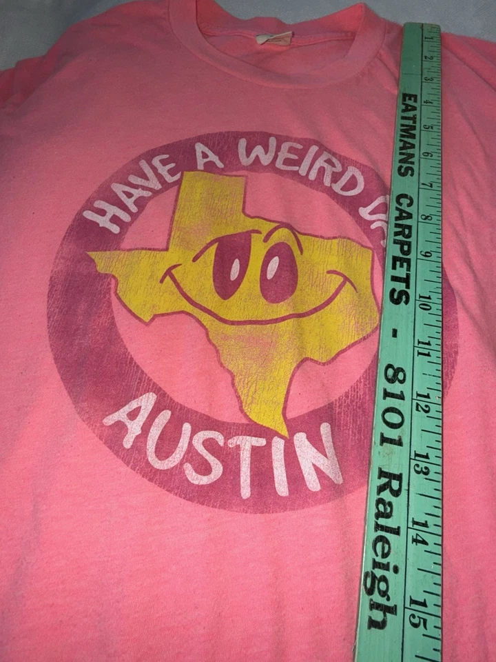 Camiseta De Colección Austin Have A Weird Day Texas Puntada Única Neón Rosa Caliente M Unisex Foto 4 de 4