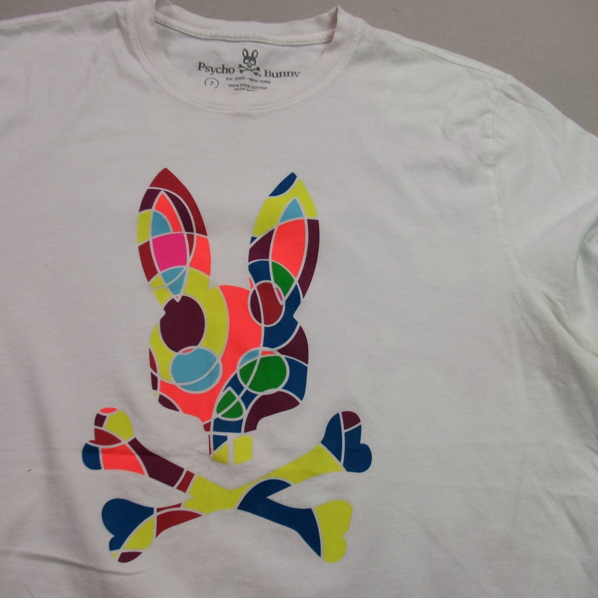 Psycho Bunny Shirt Mens 7 White Short Sleeve Crew Neck Outdoors