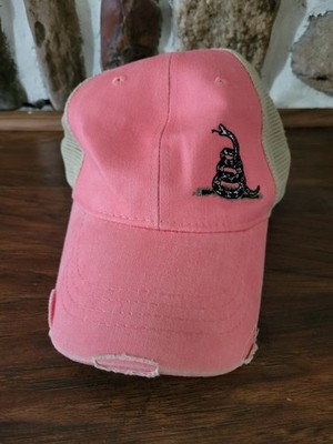 Don't Tread On Me Pink Tan Mesh Back Snap Back Hat Cap