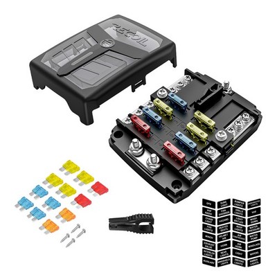 Recoil AFG6 6-Way ATC/ATO Fuse Block with Negative Busbar Car Kit