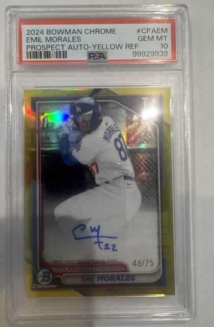 2024 Bowman Chrome - Prospect Auto Emil Morales #CPA-EM Yellow PSA 10 Dodgers