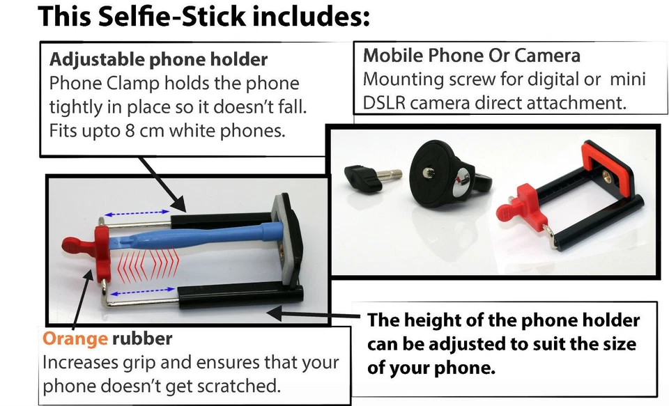 Selfie Stick Heavy Duty Monopod + Bluetooth Wireless Remote for All LG Phones - Image 3 of 4
