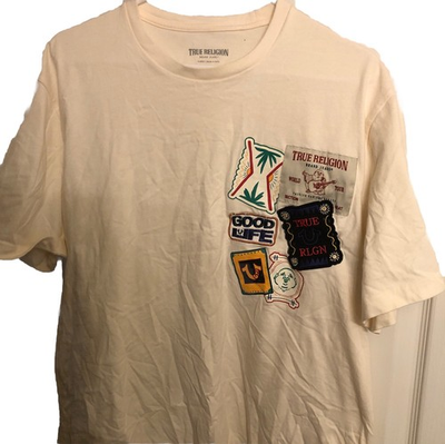 #ad #ad True Religion ‘Resort Patches’ Tee Shirt In Off White Winter Cotton. Men’s Xl $10.48