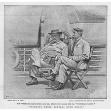 Patrick Carrington & Cecil Rhodes on the SS Dunvegan Castle - Antique Print 1897