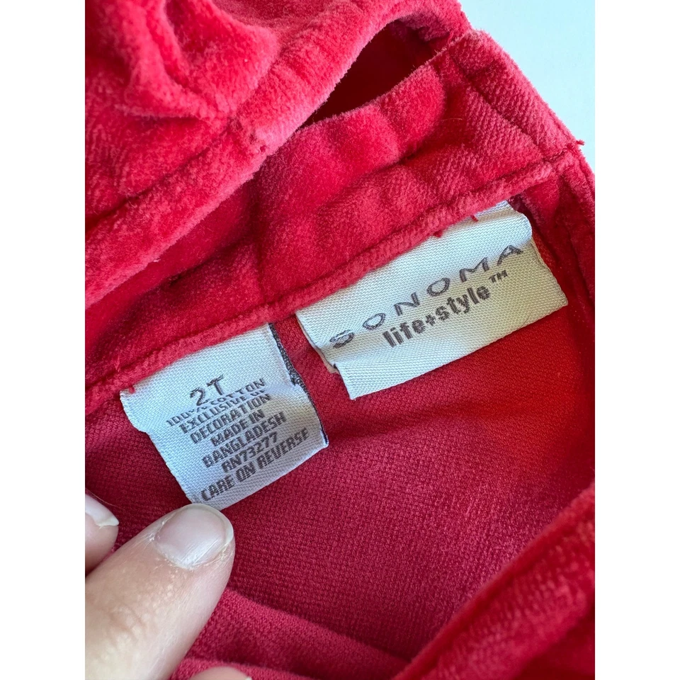 Vestido de vacaciones Sonoma 2T rojo bordado copos de nieve invierno Y2K para niñas pequeñas Foto 3 de 4