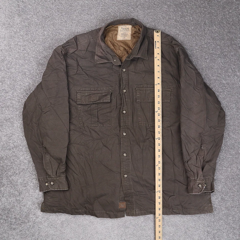 VTG 90s Arrow Blue Jean Co Sun Faded 2XL Brown Long Sleeve Full Snap Work Jacket - Image 3 of 4