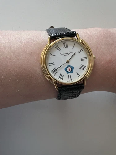 Rare Christian Dior D58 121 2 White Roman Dial Quartz Watch