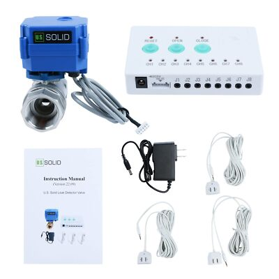 #ad U.S. Solid Alarm Water Leak Detector 1 in SS Motorized Ball Valve 3 Sensors $115.19