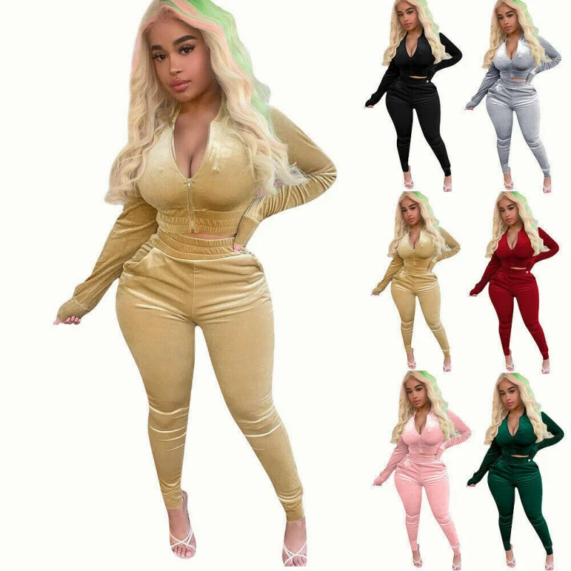 Gold velvet tracksuit clearance