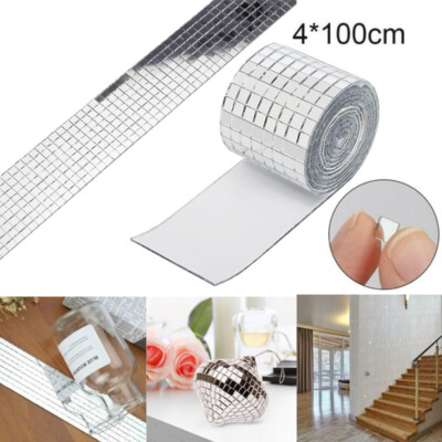 1M/Roll Mirror Glass Mosaic Tiles Wall Sticker Self Adhesive Decal Home Decor