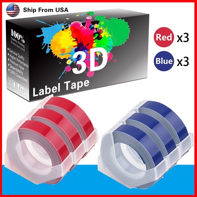 (3Red+3Blue) LabelTape 3D For Dymo Organizer Xpress (12965) Label Makers