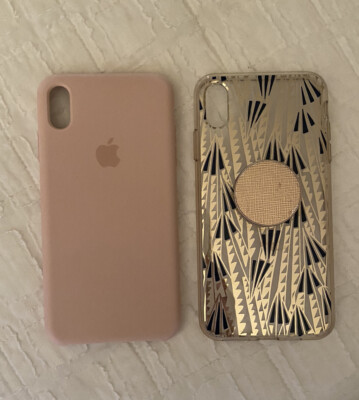 (2) Apple iPhone XS Max Case's-Apple Silicone Case:Pink Sand & heyday  Art Deco