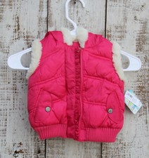 OLD NAVY Baby Girls Size 6-12 Mo Insulated Hooded Puffer Vest Jacket Pink NEW