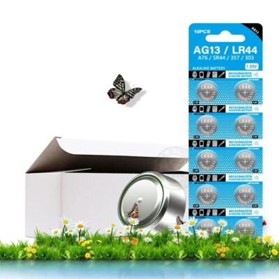 Lotto 50 Batterie A Bottone AG13 LR44 1.5V, Equivalenti A 357 SR44, Al Litio