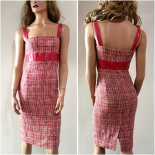 🆓US🛃  vintage DOLCE&GABBANA RED tweed with python detailes Dress IT 40