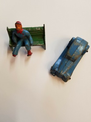 Lot Vintage Antique Cast Iron Toy Car Bench Man Collectible Set Castiron Cars
