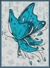 Butterfly Turquoise Counted Cross Stitch Chart No.19-113