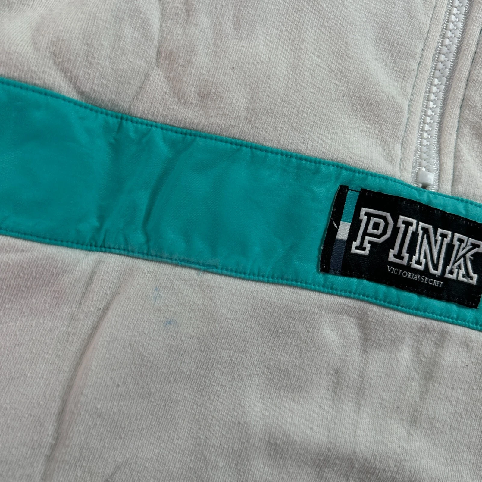 UNDERCOVER Felpa con cappuccio Victorias Secret ROSA donna piccola bianca verde full zip FLAW