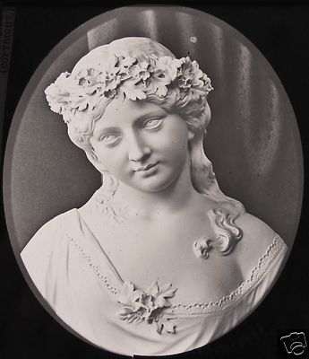 Glass Magic Lantern Slide THE MAY QUEEN BY G HALSE STATUE C1890 PHOTO