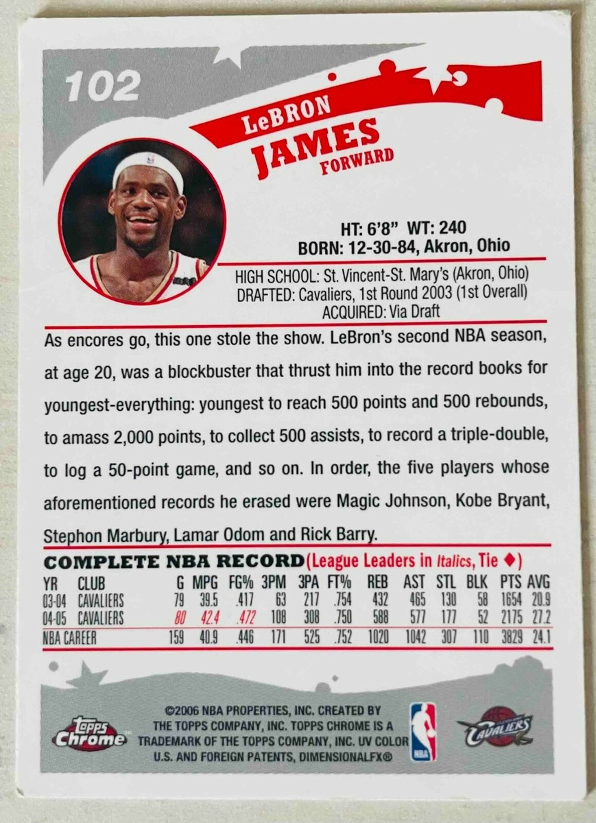 2005-06 Topps Chrome LeBron James #102 | eBay