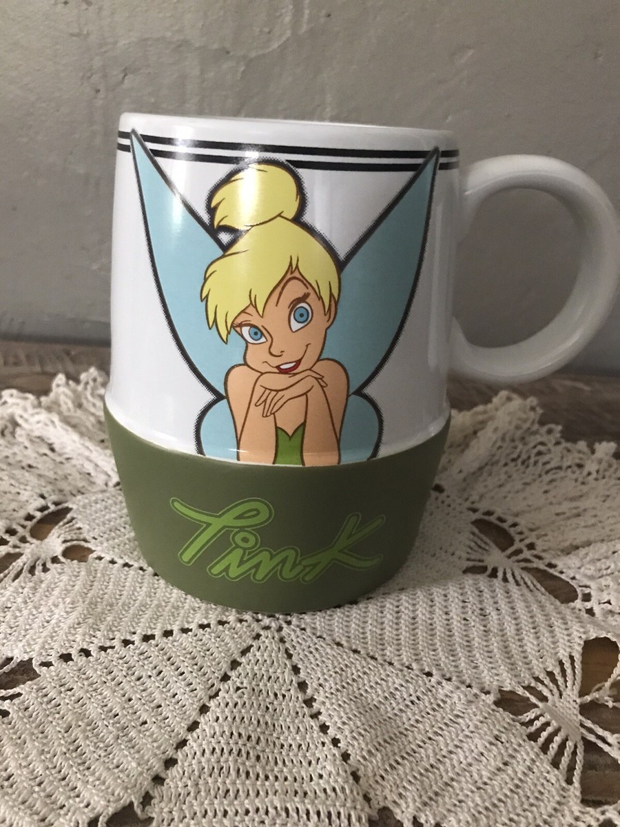 DISNEY STORE FAIRIES LARGE GREEN &amp; WHITE TINKER BELL TEA/COFFEE 