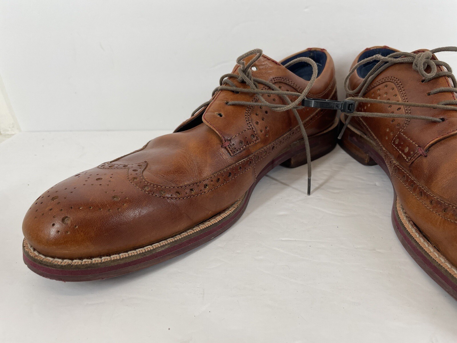 SAOLA Ted Baker London Mition Wingtip Derby pelle marrone chiaro da uomo taglia 11 5