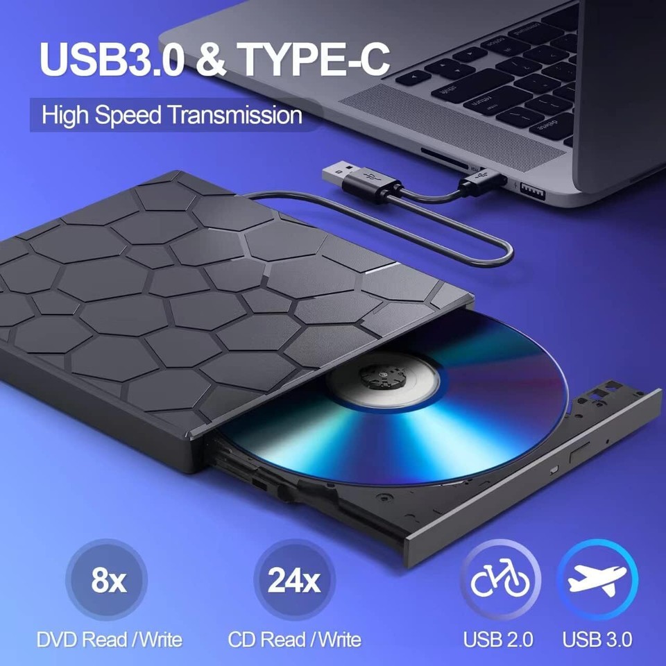 External CD/DVD Drive for Laptop DVD Player for Laptop with Carrying ...